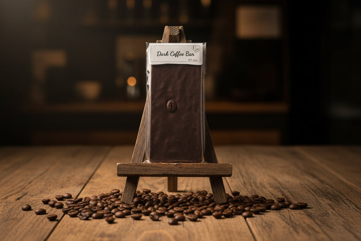 Dark Chocolate bar filled with a coffee ganache