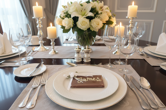 Edible chocolate plaque with cusom names written in white chocolate or chocolate of choice