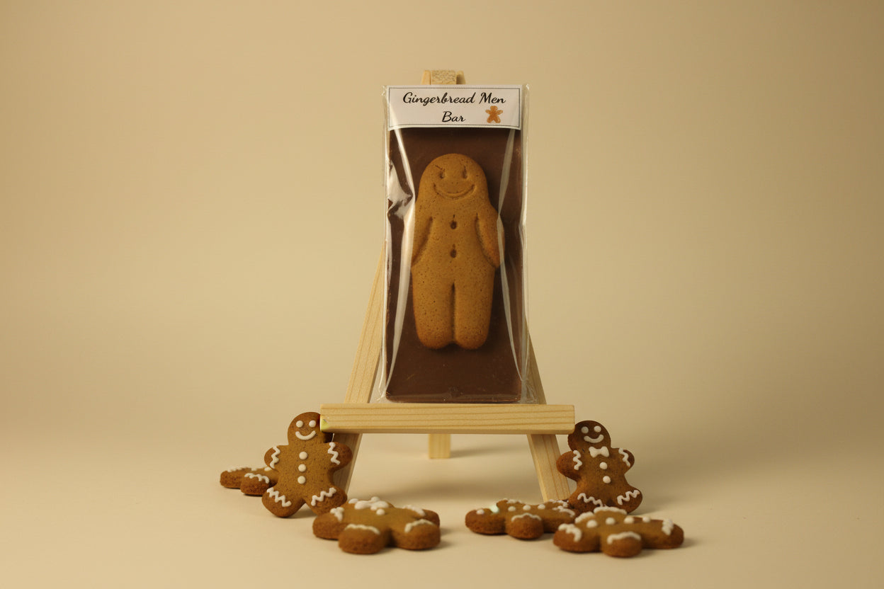 Chocolate bar of choice topped with a gingerbread man